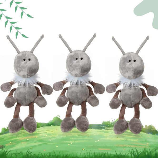 3 Pcs Ant Plush with Scarf, Cuddly Stuffed Animal Plush Toy for Birthday Holiday Party Gifts, 12 Inch (Gray)