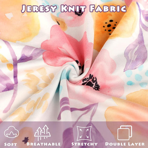 Hooyax Baby Blanket for Girls Boys, Soft Jersey Knit Double Layer Newborn Receiving Blanket, 44 x 32 Inch, Purple Flower