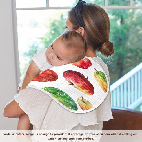 YETTASBIN Fresh Apple Muslin Baby Burp Cloth, Super Soft Absorbent Cotton Burp Rag Baby Bibs Feeding Cloth for Newborn