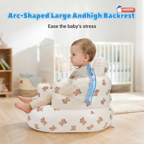 3 UNEEDE Inflatable Baby Seat for Months & Up, Infant Floor Chair for Sitting Up with Built in Air Pump, Lightweight