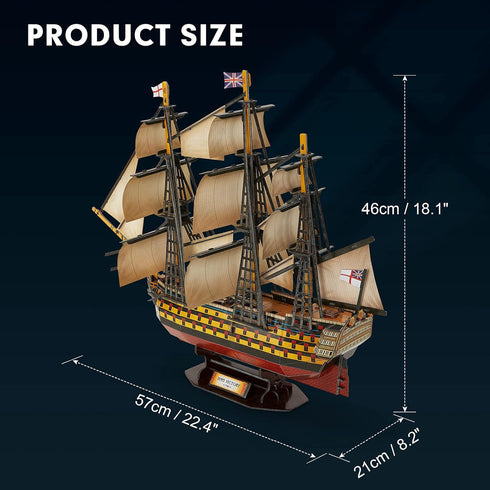 CubicFun 3D Puzzles Large HMS Victory Vessel Ship Model Kits, 189 Pieces, T4019h