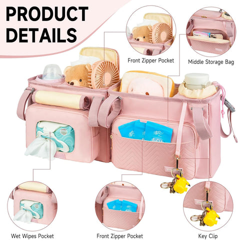 ZIOZERTT Gt2 V2,Double Double Stroller Caddy Compatible with Bob Duallie,Baby Jogger City Mini and Zoe Twin Stroller