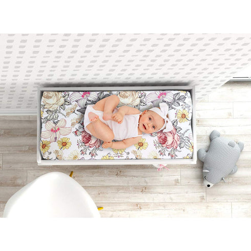 Changing Pad Cover - Diaper Baby Changing Table Covers for Girls & Boys, Soft Fitted Floral Changing Mat Cover