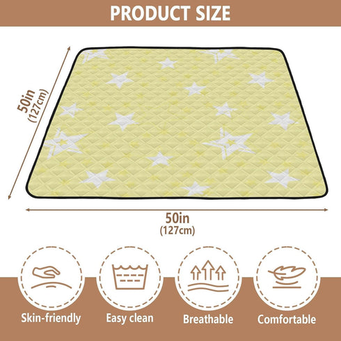 EtherSpher 50'' 50''alfombrilla Different Stars Baby Yellow White Soft Padded Baby Floor Play mat for Indoor Outdoor
