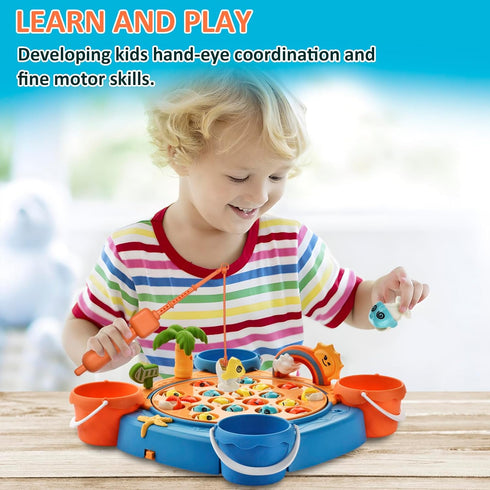 Magnetic Fishing Game Set - Fun Fishing Toy Board Games for Kids and Toddlers Age 3-8, 21 Fish and 6 Poles