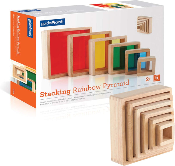 Guidecraft Stacking Rainbow Pyramid: Kids Colorful Learning and Educational Toy