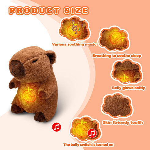 Capybara Breathing Stuffed Animal, Anxiety Relief Capybara Sleeping Plush with Realistic Breathing Motion and Soothing