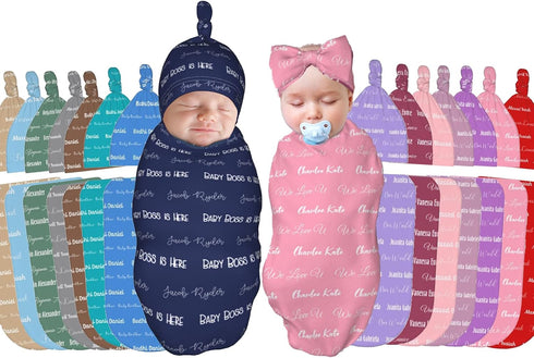 Swaddle and Hats Custom Baby Blankets for Girls Boys Blankets Baby Gifts