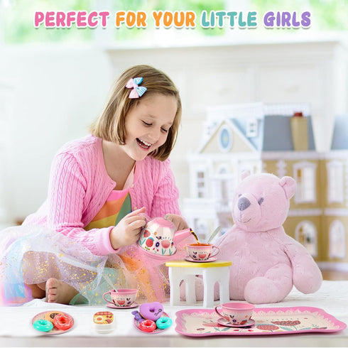 Minnot Set Sets 3 4 5 6 Tea Party for Little Girls, Flower Tea Toys for Toddlers Girls Age Year Old, Toddler Kids