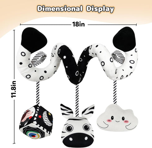 Hanging Rattle Toys for Crib Mobile - Car Seat Toys for Babies 0-6 Months, Black and White High Contrast Baby Toys