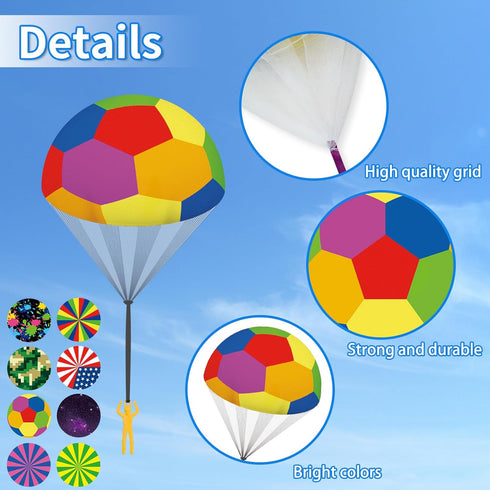 10 Pack Parachute Toys, Tangle Free Flying Toys for Toddlers, Outdoor Flying Fun for Kids