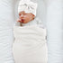 Set AQOKKA Newborn Receiving Blanket with Bow Hat Mittens Wooden Card Newborns Toddler Baby Boy Girl Nursery Swaddle