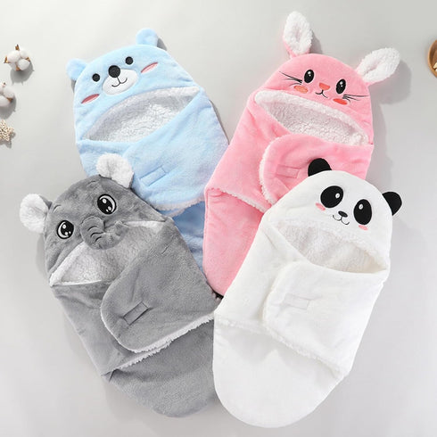 0-6Months 3-6Months) Winmany Baby Hooded Fleece Swaddle Blanket Newborn Fannel Cartoon Receiving Blanket Soft Plush