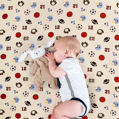 Set 3PCs Set Sets 38x24 Wowelife Sports Mini Crib Bedding Boys Brown Mini Crib Comforter Basketball Baseball Rugby