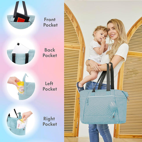 Dikaslon Diaper Bag Tote, Large Travel diaper tote for Mom and Dad, Multifunction baby tote bag for Boys and Girls