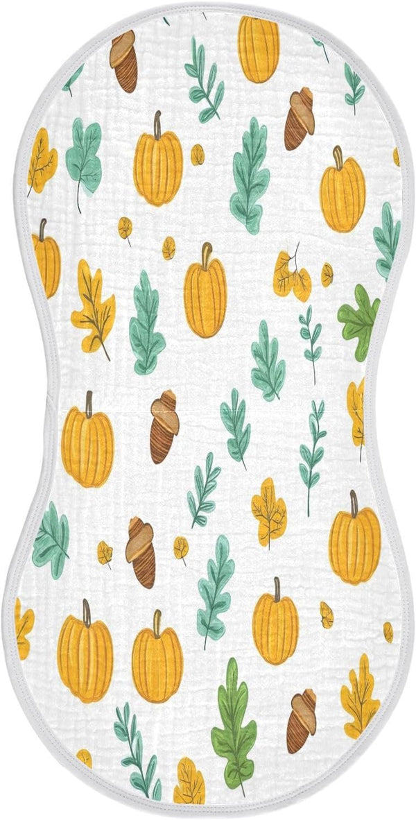YETTASBIN Autumn Pumpkin Muslin Baby Burp Cloth, Super Soft Absorbent Cotton Burp Rag