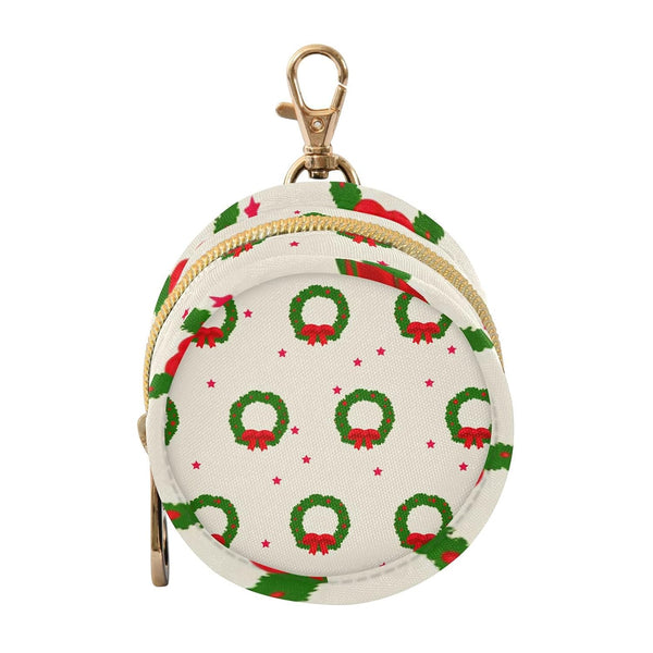Christmas Decoration Round Pacifier Storage Case with Zipper, Portable Pacifier Case for