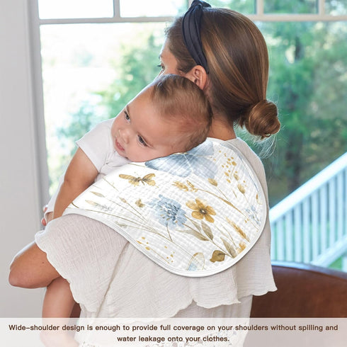 YETTASBIN Butterfly Leaves Muslin Baby Burp Cloth, Super Soft Absorbent Cotton Burp Rag Baby Bibs Feeding Cloth