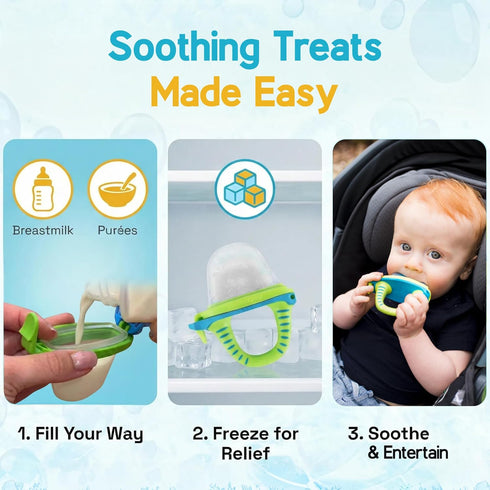 Set Teetherpop Fillable Freezable Teethers for Babies - Breastmilk Teether with Spill-Proof Sippy Slits Teething