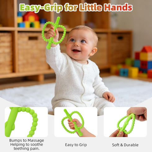 Store 2 Pack 0-6 0-12 0-36 Fu Hollow Teether Tube Apple Shape Chew Straw Sensory Toy for Infant Toddlers Silicone Tubes