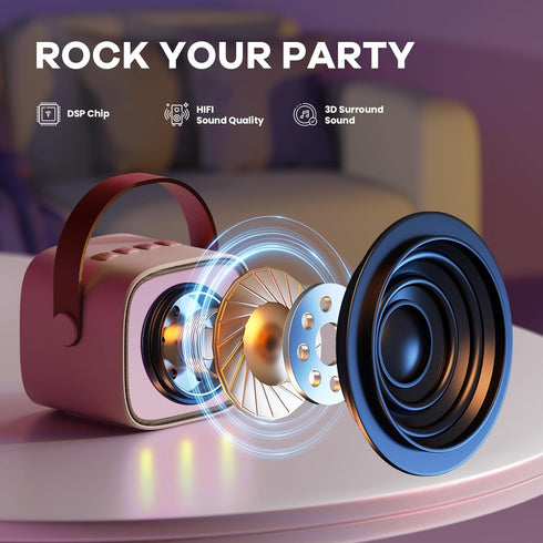 YLL 2 3, 4, 5, 6, 7, 8, 9, 10+ Mini Karaoke Machine for Kids Adults, Portable Bluetooth Speaker with Wireless