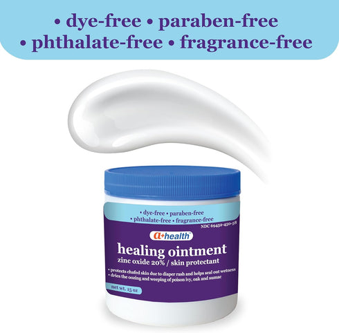 20%, 15 Oz A+Health Healing Ointment Zinc Oxide Skin Protectant Barrier, Jar, Provides Relief and Treatment of Diaper