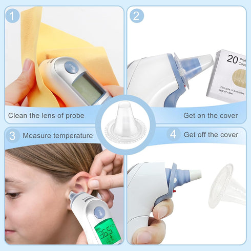 Disposable Ear Thermometer Covers for All Braun Models, Digital Thermometers Lens Filters Refill Caps, 100 Count
