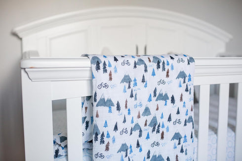 lulujo Baby 100% Cotton Muslin Swaddle Blanket, 47 x 47-Inches, Mountain Top Design