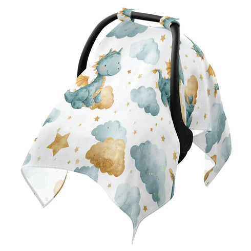 Mazeann Cute Dragons Watercolor Car Seat Cover Baby Breathable Soft Infant Carseat Covers