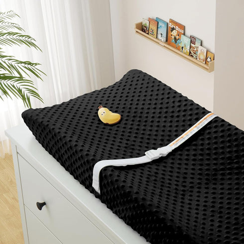 Homiest 2 Pack Changing Pad Cover, White + Black Changing Table Sheets, Ultra Soft Fleece Minky Dot Fabric, Breathable