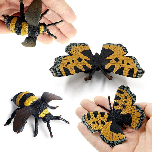 Odowalker 8 4" pcs Lifelike Assorted Plastic Insects Bugs Figures Realistic Sandbox Butterfly, Bee, Ladybug