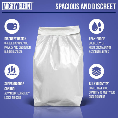 30 Mighty Clean Extra Large Adult Diaper Disposable Bags - Bags | Leak-Proof, Odor Sealing, Tear Resistant | Discreet