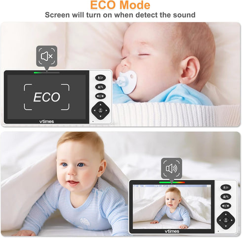 VTimes 5.5" 720P 1000ft Baby Monitor with Camera and Audio, HD Screen Video Baby Monitor No WiFi VOX Mode Pan-Tilt-Zoom