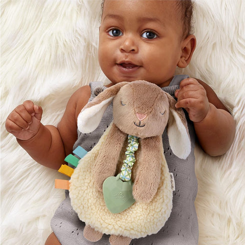 Itzy Ritzy - Itzy Lovey Including Teether - Baby Lovey with Teether, Textured Ribbons & Dangle Arms - Features Crinkle