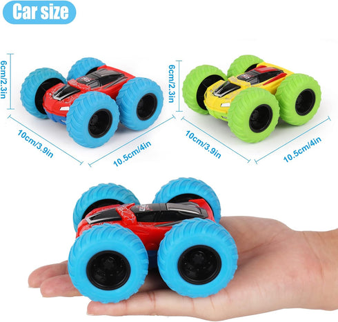 M SANMERSEN Flip Cars - 2 Pack 360° Rotating Stunt Car Toys for Boys Ages 3-6, Push and Go Monster Toy Trucks