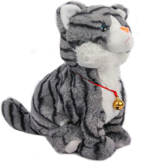 Interactive Plush Robot Cat Toy - Sound Control Electronic Pet for Kids (Gray)