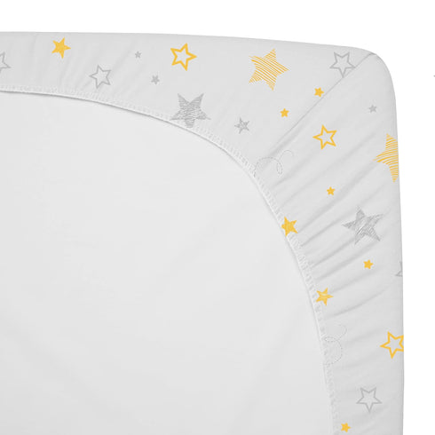 American Baby Company 2 Pack Mini Crib Sheets, 100% Natural Cotton, 38" x 24", Yellow Star/Yellow, Soft & Breathable