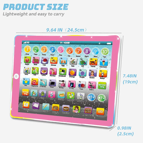 Wenbeier Kids Tablet Learning Pad, Toddler Tablet with ABC Word Song Music for Educational Preschool Boys & Girls