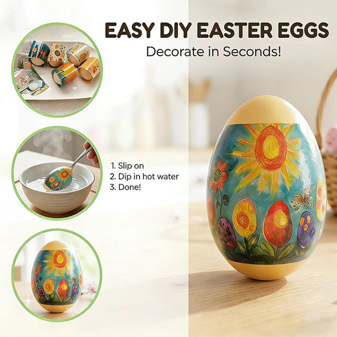 Dcurix 48 (Large(set3)) Pieces Thermo Heat Sleeves Easter Eggs Wraps Decorative Egg Easter Bunny and Chick Pattern