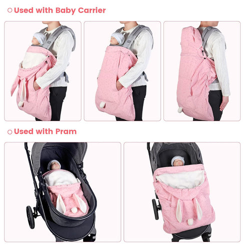 Orzbow Baby Winter Carrier Cover with Detachable Hood, Waterproof & Windproof, with Big Pockets, Universal Fit for Baby