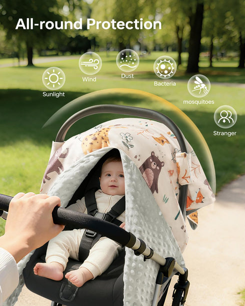 Babygreat Baby Car Seat Cover - Ultra Soft Minky Carseat Covers Baby with Snap Peekaboo Opening, Multi-Use Stroller
