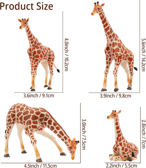Toymany 4PCS Realistic Giraffe Figurines Playset - Includes Giraffe Cub, Educational Toy for Kids