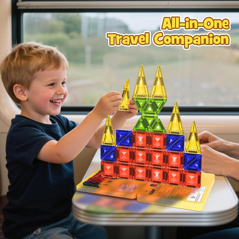 Set 40PCS 10% 3+ Mini Magnetic Tiles Travel - Diamond Texture Magnetic Building Blocks for Kids, Thicker & Portable