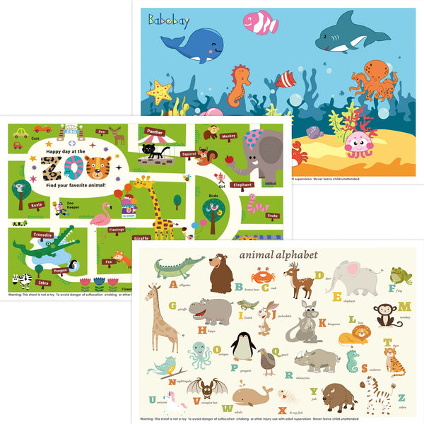 Babebay Disposable Placemats for Baby, 40 Pack Sticky Toddler Placemat for Restaurants,