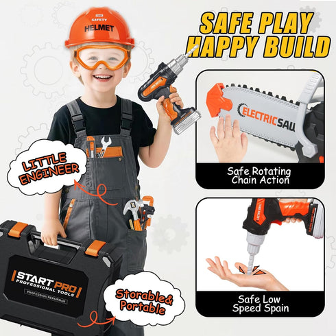 Set 48 Set 3 4 5 6 7, Kids Tool Toys, Pcs Toddler Tool with Portable Tool Box, Electronic Toy Drill & Electric