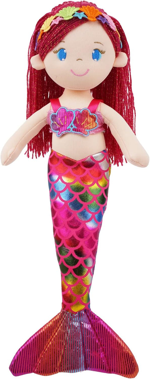 June Garden 16.5" Sparkly Mermaid Aurelia - Soft Plush Stuffed Doll Gift for Toddler Girls