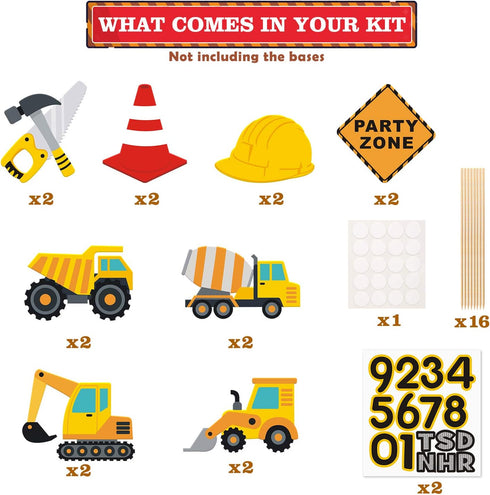 Faisichocalato 16pcs Construction Party Centerpiece Dump Truck Car Table Topper Decoration for Birthday Party Supplies