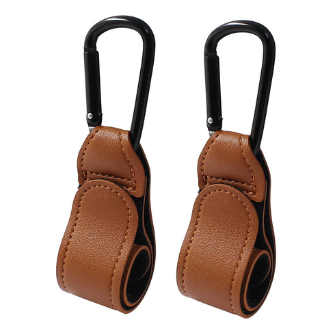 Bonsicoky 2 Pcs Stroller Hooks for Diaper Bag - Durable Leather Stroller