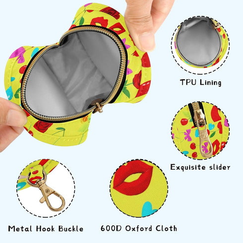 Valentines Pattern Round Pacifier Storage Case with Zipper, Portable Pacifier Case for Travel, Diaper Bag & Purse