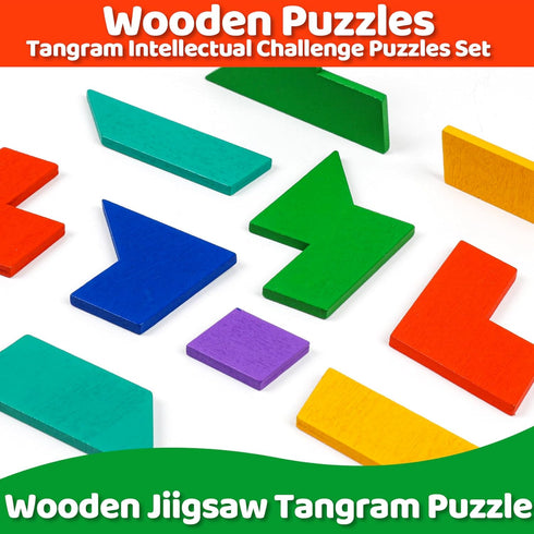 3+ (4 Pack) Wooden Puzzles,Geometric Shape Logic Hexagon Puzzle Toys Brain Teasers STEM Montessori Educatioanl IQ Board